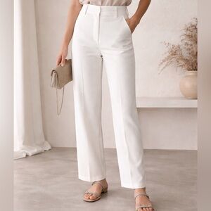 Vince White High Waist Straight Leg Pants Sz 4 Linen Blend